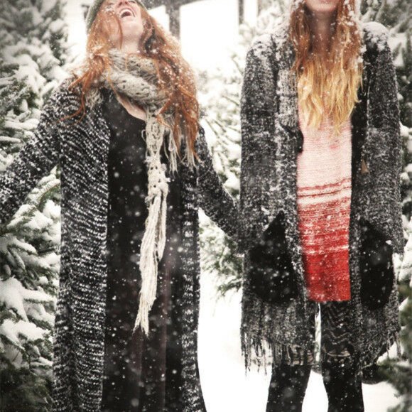 NWT Small Free People Last Dance Sweater Coat Duster Tweed Black Gray Cardigan - Picture 6 of 9